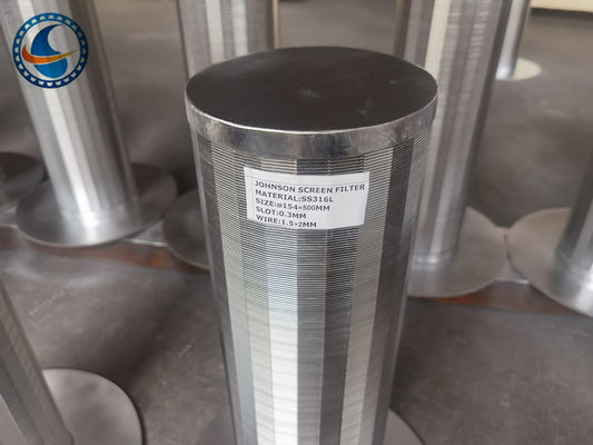 Ss304 Thanh hỗ trợ Sàng trống 0,1mm Khe nêm Ống màn hình dây